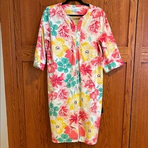 EUC VINTAGE DUSTER, Front Zipper, large pockets, piping trim, Great Vibes.